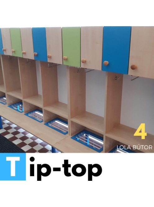 TIP-Top óvodai öltözőszekrény (szimpla polcos, 4 személyes)