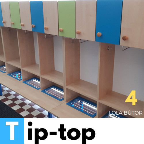 TIP-Top óvodai öltözőszekrény (szimpla polcos, 4 személyes)