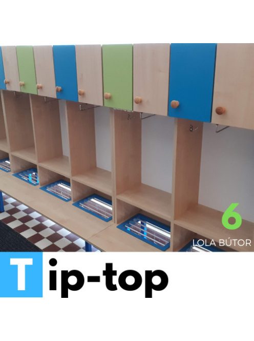 TIP-Top óvodai öltözőszekrény (szimpla polcos, 6 személyes)